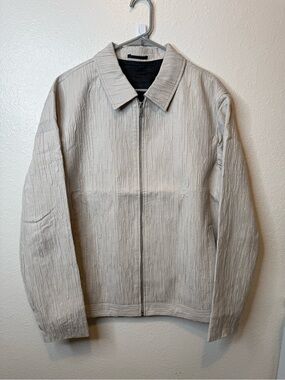 Topman Premium Textured Harington Zip Up Collared Jacket Size Medium Casual Luxe